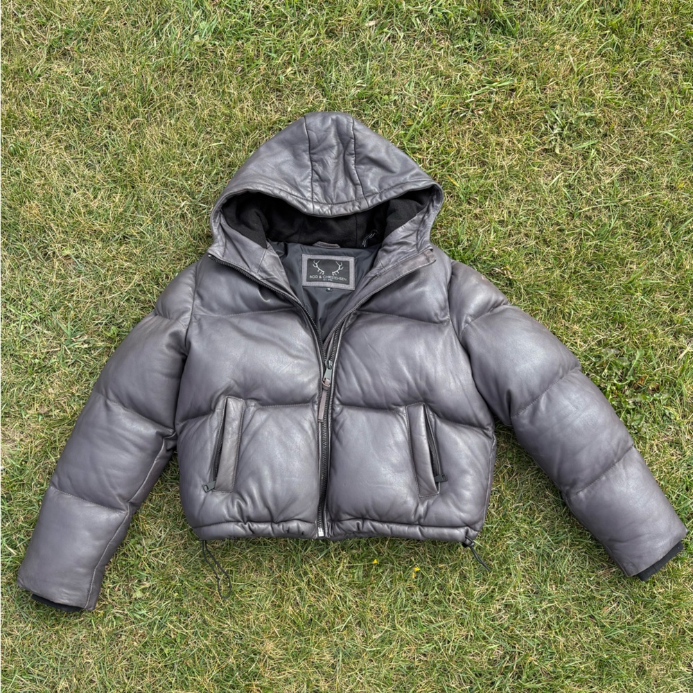 One of a kind Women's Gray Bomber crop top Jacket